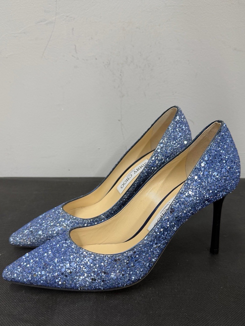 Jimmy Choo Glitter Pointed-Toe Pumps in Blue